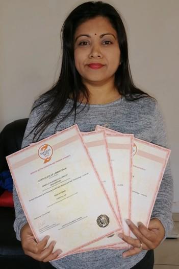 Portrait with certificates from the business profile